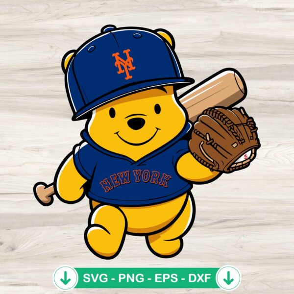 Winnie The Pooh New York Mets svg file for cricut cutting machine