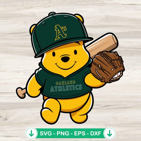 Winnie The Pooh Oakland Athletics baseball svg file for cricut