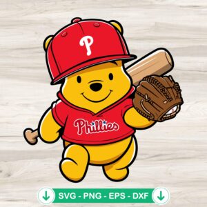 Winnie The Pooh Phillies Baseball SVG file cutting file