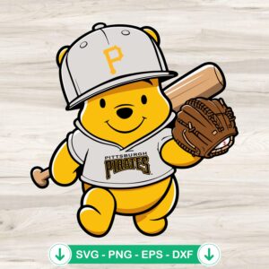 Winnie The Pooh Pittsburgh Pirates baseball svg file for cutting