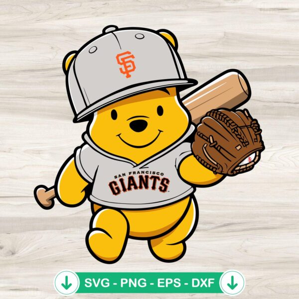 Winnie The Pooh San Francisco Giants baseball svg file cutting file