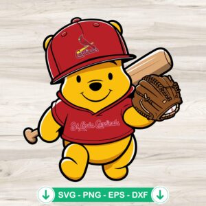Winnie The Pooh St Louis Cardinals baseball SVG file for Cricut