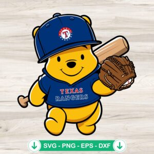 Winnie The Pooh Texas Rangers Baseball svg file for cutting