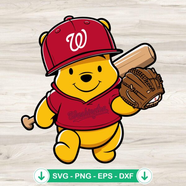 Winnie The Pooh Washington Nationals baseball SVG file