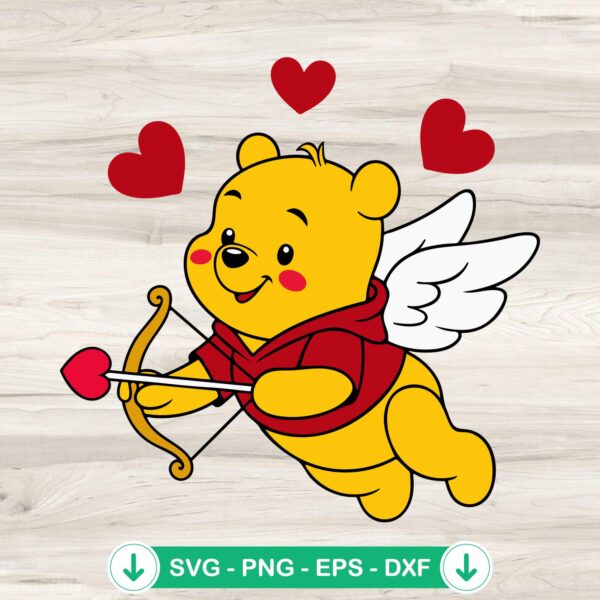 Winnie the Pooh Cupid SVG file for Cricut cutting machine