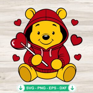 Winnie the Pooh Valentine SVG file for cutting machine
