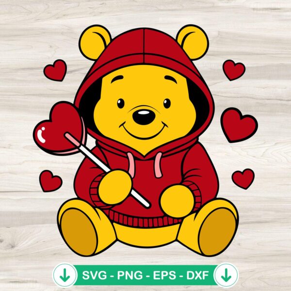 Winnie the Pooh Valentine SVG file for cutting machine