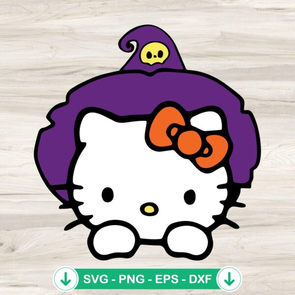 Witch Hello Kitty SVG file, cutting file for Halloween crafts