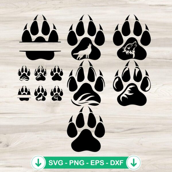 Wolf Paw Silhouette svg file for cricut svg cutting file