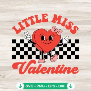 Little Miss Valentine Retro Groovy SVG file for Cricut and cutting machines