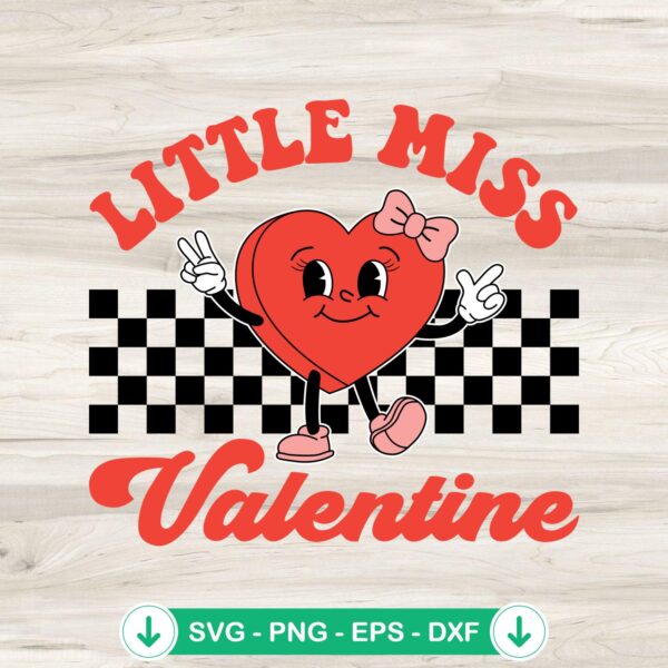 Little Miss Valentine Retro Groovy SVG file for Cricut and cutting machines