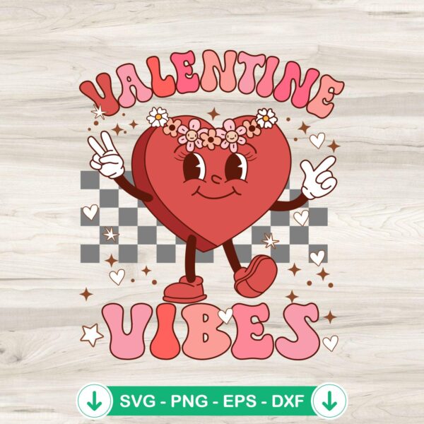 Valentine Vibes Groovy Checkered SVG file for Cricut projects