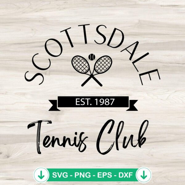 Scottsdale Tennis Club Est. 1987 SVG file for Cricut cutting machine.