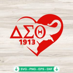 Delta Sigma Theta Elephant Heart 1913 SVG file for cricut