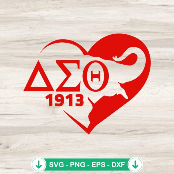 Delta Sigma Theta Elephant Heart 1913 SVG file for cricut
