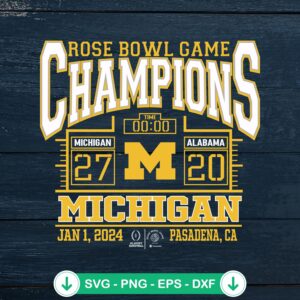 Rose Bowl Game Champions SVG file for Michigan Wolverines