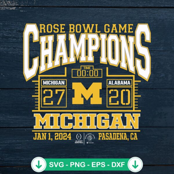 Rose Bowl Game Champions SVG file for Michigan Wolverines
