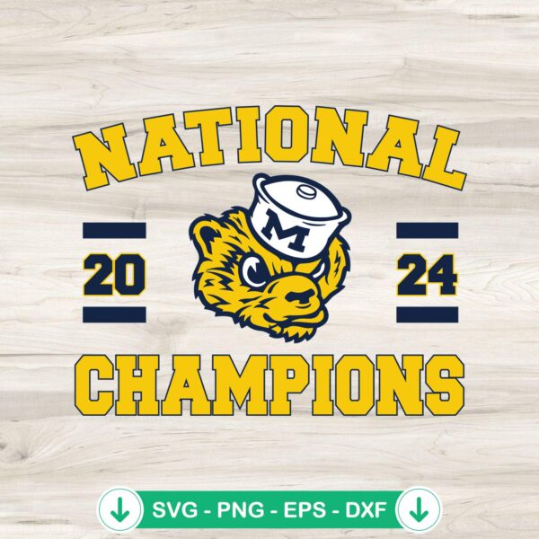 National Champions 2024 svg file Michigan Wolverines mascot cutting file