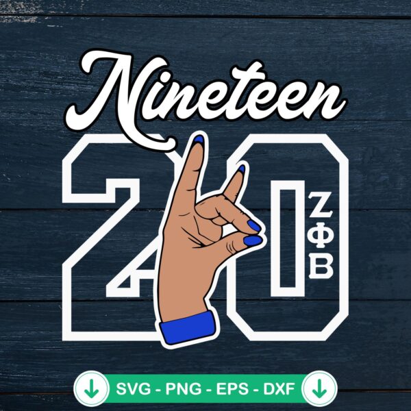 Nineteen Twenty 1920 SVG file for Zeta Phi Beta cut file