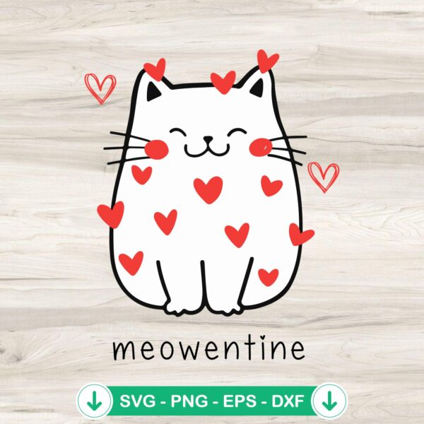 Meowentine Cute Cat Valentine SVG file for cricut svg cutting