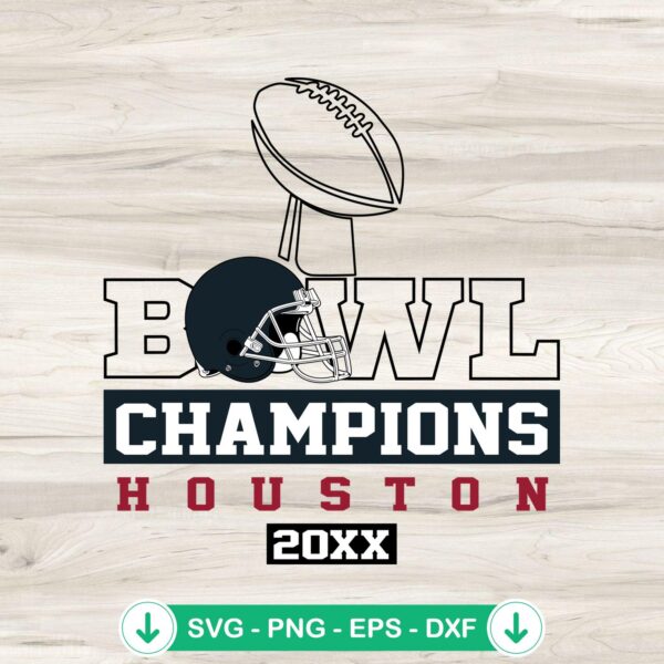 Football Bowl Champions SVG file for Houston Texan team