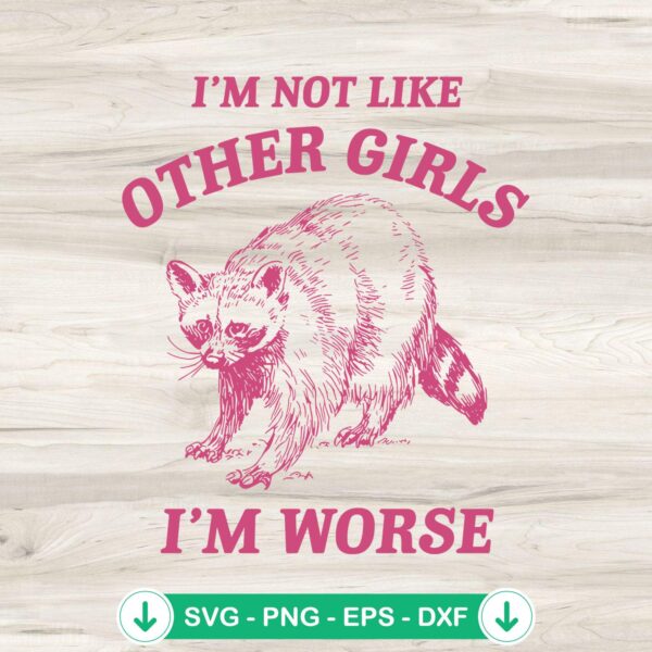 I'm Not Like Other Girls SVG file - Raccoon meme cutting file