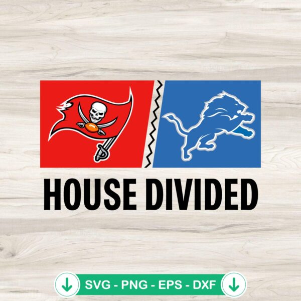 House Divided 2024 SVG file for Tampa Bay Buccaneers vs Detroit Lions, cricut svg cutting file
