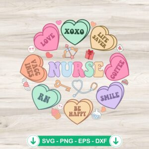 Groovy Nurse Heart Candy SVG file for Cricut and cutting file
