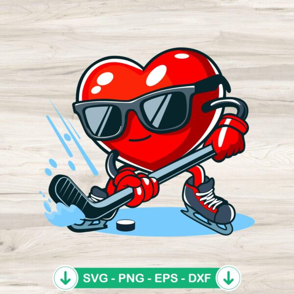 Heart Playing Ice Hockey SVG file for Cricut and DIY crafts