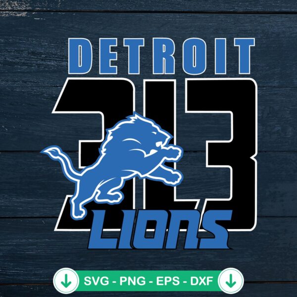 Retro Detroit Lions 313 Logo svg file for cricut cutting machine