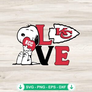 Snoopy Love Kansas City Chiefs svg file for cricut