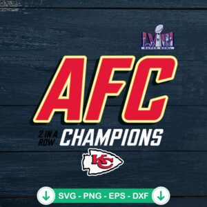 AFC 2 In A Row Champions svg file for Kansas City Chiefs
