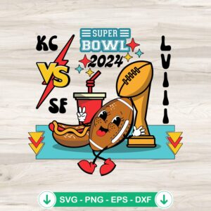 Funny Super Bowl LVIII 2024 svg file for KC Chiefs vs SF 49ers