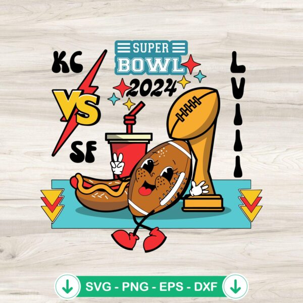 Funny Super Bowl LVIII 2024 svg file for KC Chiefs vs SF 49ers