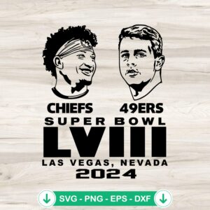 Patrick Mahomes Chiefs svg file for Super Bowl LVIII 2024