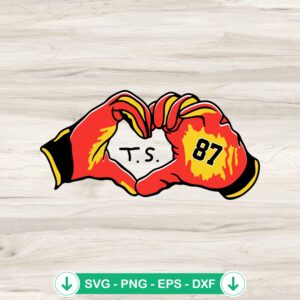 Travis Kelce gloves heart SVG file for Cricut cutting