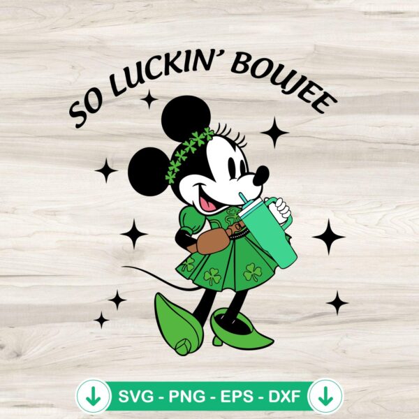 Minnie So Luckin' Boujee SVG file for St. Patrick's Day cricut svg cutting file