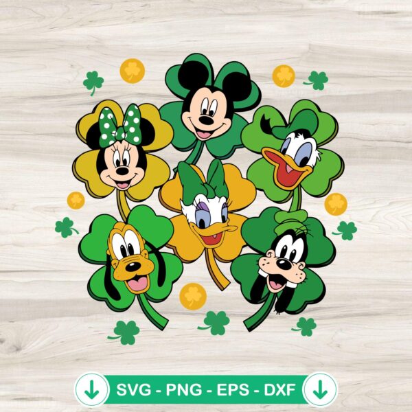 Disney Characters Shamrock SVG file for cutting machine