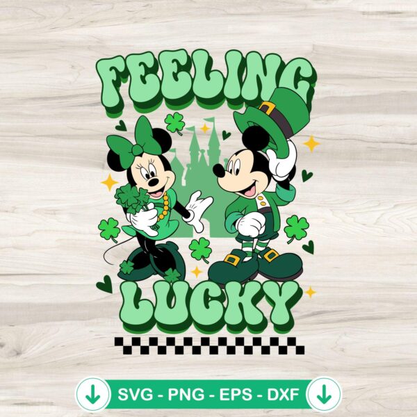 Disney Mickey Minnie Feeling Lucky SVG file for St. Patrick's Day