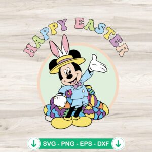 Mickey Bunny Ears Happy Easter SVG file for Cricut cutting machine