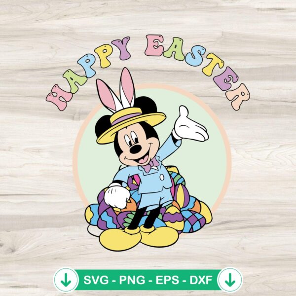 Mickey Bunny Ears Happy Easter SVG file for Cricut cutting machine