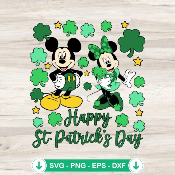 Mickey Minnie Irish Shamrock SVG file for St. Patrick's Day
