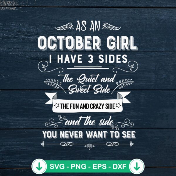 As An October Girl SVG file for Cricut cutting machine