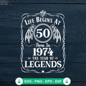 Life Begins At 50 svg file for 50th birthday cut file
