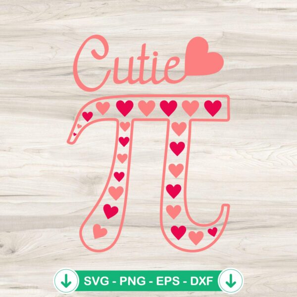 Cutie Pi Day Hearts svg file for Cricut cutting machine