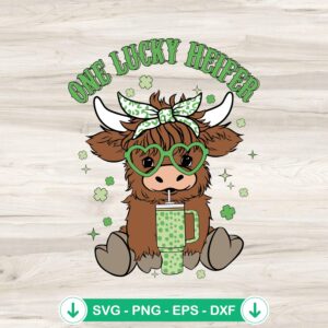 One Lucky Heifer SVG file - Highland cow tumbler cutting file