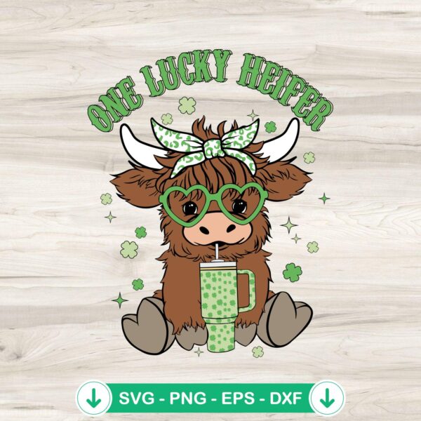 One Lucky Heifer SVG file - Highland cow tumbler cutting file