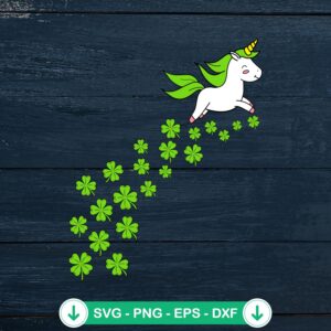Cute Unicorn Shamrock Clover SVG file for Cricut cutting machine