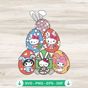 Hello Kitty Bunny Easter Eggs SVG file for Cricut cutting machines