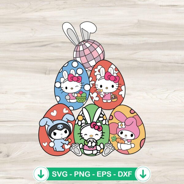 Hello Kitty Bunny Easter Eggs SVG file for Cricut cutting machines